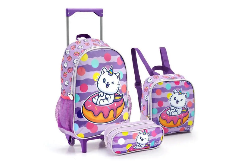 Kit mochila de rodinhas infantil feminina