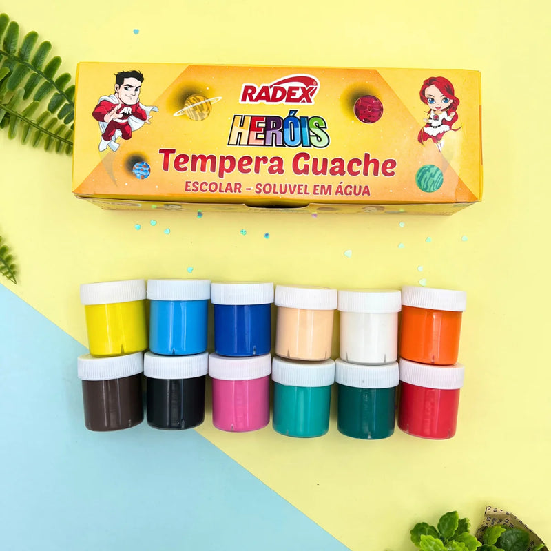 Tinta Guache 12 Cores Tempera Radex